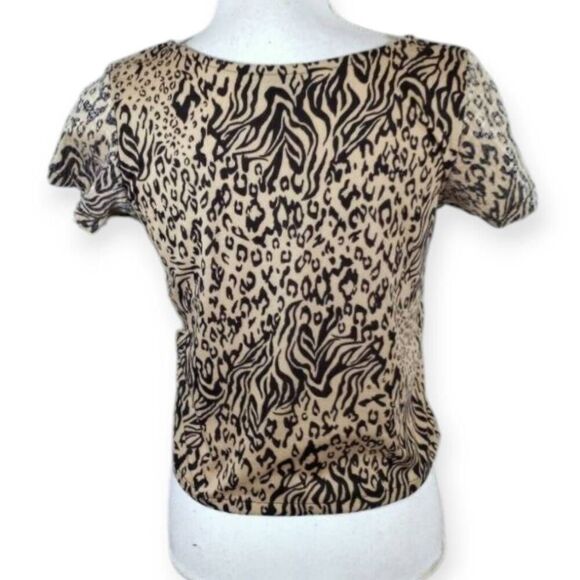 MATERIAL GIRL SEQUIN LEOPARD PRINT T-SHIRT SZ.S EUC. - Picture 3 of 5